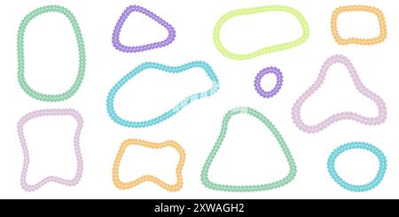 Hand drawn scalloped frames with dashed stitches. Stock Vector