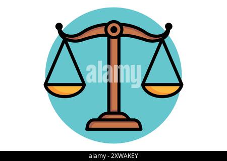 Scale of justice colored outline icon. icon related to law and justice. justice elements vector illustration Stock Vector