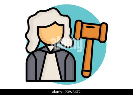 Judge colored outline icon. icon related to law and justice. justice elements vector illustration Stock Vector