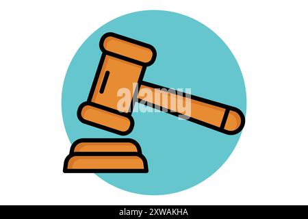 Gavel colored outline icon. icon related to law and justice. law elements vector illustration Stock Vector