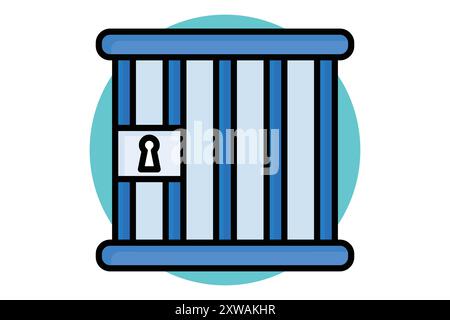 Jail colored outline icon. icon related to law and justice. law elements vector illustration Stock Vector