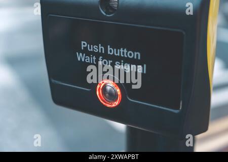 a traffic light for pedestrians to cross the street safely. Rules for reducing accident Stock Photo