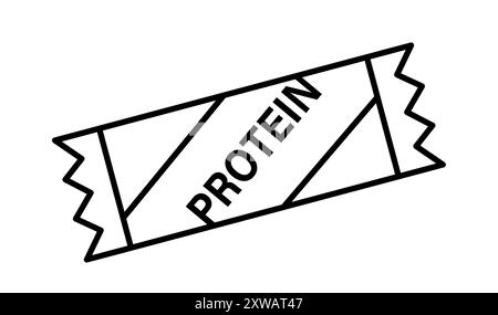 Wrapped protein snack bar Vector outline icon. Stock Vector