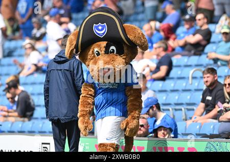 Nelson the Portsmouth mascot during the Championship  match between Portsmouth and Luton Town at Fratton Park , Portsmouth , UK - 17th August 2024 Photo Simon Dack / Telephoto Images. Editorial use only. No merchandising. For Football images FA and Premier League restrictions apply inc. no internet/mobile usage without FAPL license - for details contact Football Dataco Stock Photo