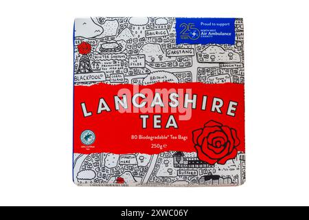 Box of Lancashire Tea teabags isolated on white background - 80 biodegradable tea bags Stock Photo