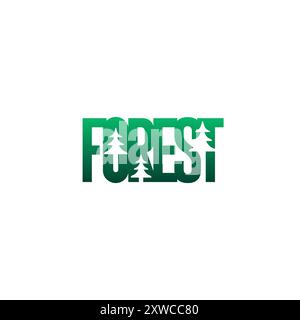 Forest Lettering Logo Vector. Forest Logo Design Stock Vector