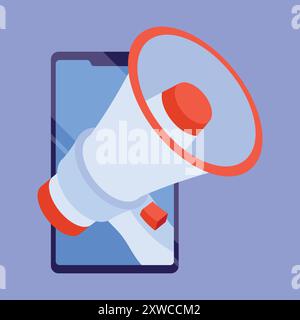 Marketing Megaphone icon vector. Megaphone in phone business promotion. Megaphone marketing alert Stock Vector
