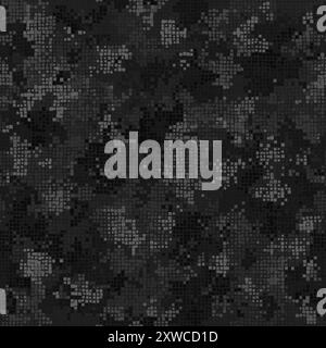 Seamless fashion digital pixel black urban camouflage pattern vector Stock Vector