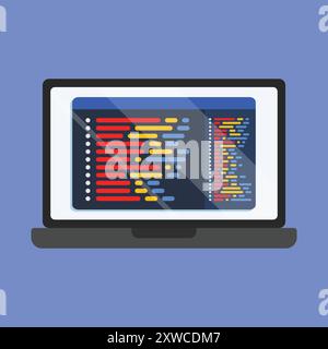 Programming code vector icon. programming code language vector. software code with laptop vector Stock Vector