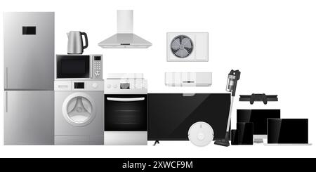 Set of various household appliances. Vector illustration. Eps 10. Stock Vector