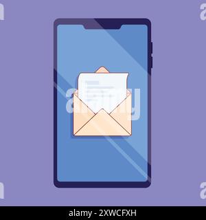 Mail icon vector. Marketing Mail vector illustration. Business mail envelope on phone icon Stock Vector