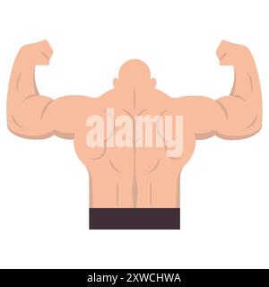 Biceps musclar arm icon. Strong muscular arms. Bodybuilder back. Rearview of an athletic man. Vector illustration. Eps 10. Stock Vector