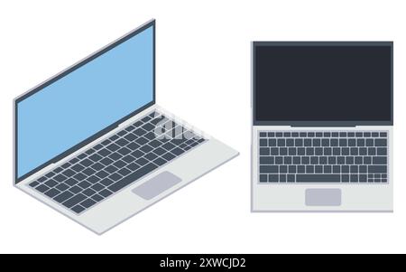 Flat Isometric Laptops. Flat Notebooks. Vector illustration. Eps 10. Stock Vector