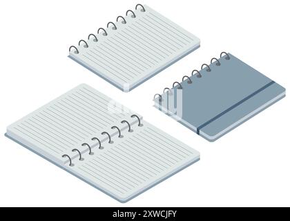 A beautiful collection of three stylish notebooks, perfect for jotting down all your creative ideas and notes Stock Vector