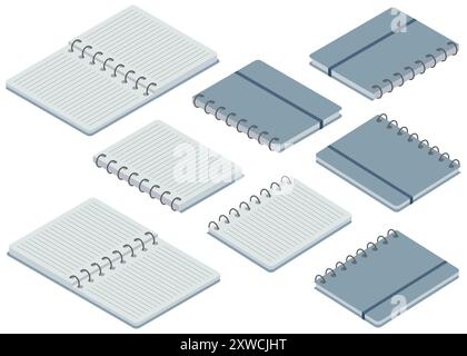 A curated collection of notebooks with various appealing designs and formats for all stationery needs Stock Vector