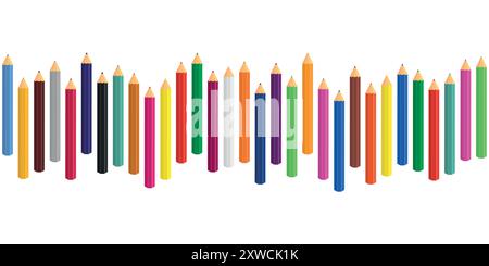 A dynamic and visually appealing arrangement of colorful pencils, perfect for fostering art and creativity Stock Vector