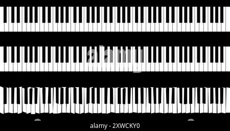 Multiple piano keyboards arranged in a high contrast abstract pattern create an artistic and aesthetic image Stock Vector