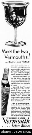 1929 Martini & Rossi Vermouth Ad Stock Photo