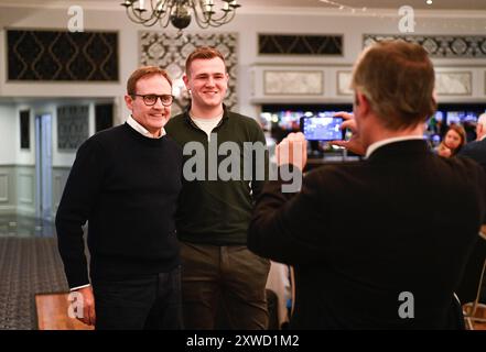 Ellon, UK. 19th Aug, 2024. Image © Licensed to Parsons Media. 19/08/2024. Ellon, United Kingdom. Tom Tugendhat Campaigning in Scotland. Tom Tugendhat MP, Conservative Party leadership hopeful, campaigning at the Ellon North East Members event. Picture by Euan Cherry/Parsons Media Credit: andrew parsons/Alamy Live News Stock Photo