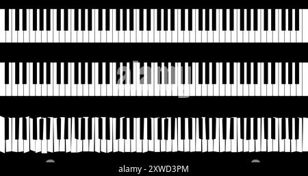 Multiple piano keyboards arranged in a high contrast abstract pattern create an artistic and aesthetic image Stock Vector