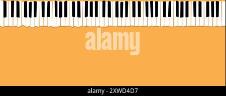 An artwork featuring striking piano keys on an orange background, perfect for themes related to music and art Stock Vector