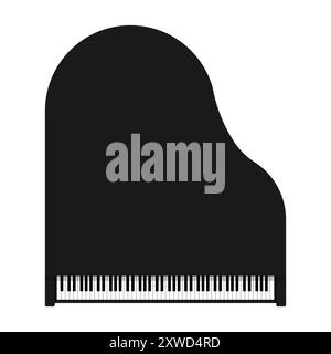 Highlydetailed black silhouette of a grand piano, ideal for art and music projects, suitable for creative applications Stock Vector