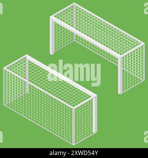Gate for playing soccer in isometric. Vector illustration. Eps 10. Stock Vector