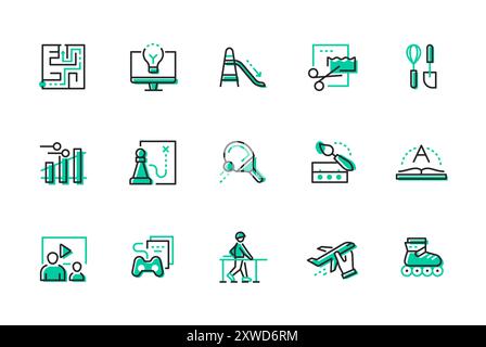 Hobbies and entertainment - line design style icons set Stock Vector ...
