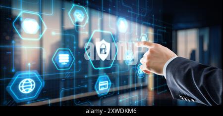 Cyber security system abstract technology background. Technology concept Stock Photo