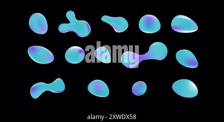 Set of abstract pixelated shapes. Liquid shapes collection. Stock Vector