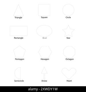 Set of shapes with dashed line path. Cut here pictogram for coupons, vouchers, labels, paper pages. Simple graphic vector illustration. Stock Vector