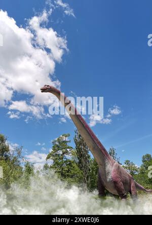 Gigantic herbivorous dinosaur - Brachiosaurus. Dino in the nature. Stock Photo