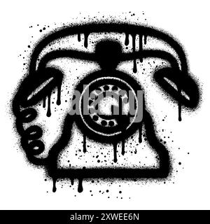 Spray Painted Graffiti phone vintage Sprayed isolated with a white background. Stock Vector