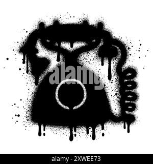 Spray Painted Graffiti phone vintage Sprayed isolated with a white background. Stock Vector