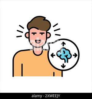 ADHD line color icon. Sign for web page, mobile app, button, logo. Vector isolated button. Editable stroke. Stock Vector