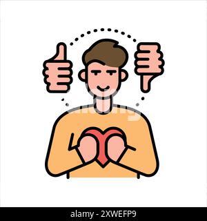 Violation of self-esteem line color icon. Sign for web page, mobile app, button, logo. Vector isolated button. Editable stroke. Stock Vector