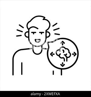 ADHD line color icon. Sign for web page, mobile app, button, logo. Vector isolated button. Editable stroke. Stock Vector