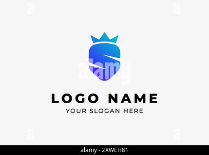 Logo Letter S Shield and Crown, Modern Colorful and Minimalist Logo Design. Editable File Stock Vector