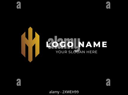 Logo M Pillar Law Attorney Justice Gold, Modern Luxury and Minimalist Logo Design. Editable File Stock Vector