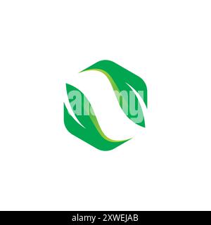 Hexagon Leaf Logo Vector. Nature Leaf Logo Stock Vector