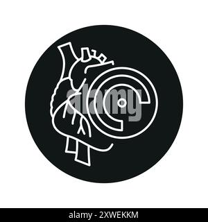 Arterial hypertension line black icon. Pressure measurement sign for web page, mobile app, button, logo. Vector isolated button. Editable stroke. Stock Vector