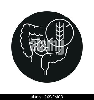 Celiac disease line black icon. Vector isolated button. Editable stroke ...