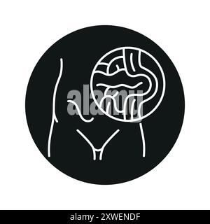 Hernia line black icon. Human diseases sign for web page, mobile app, button, logo. Vector isolated button. Editable stroke. Stock Vector