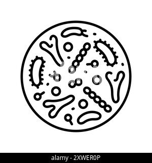 Gut microbiome line black icon. Intestine microbiota. Sign for web page, mobile app, button, logo. Vector isolated button. Editable stroke. Stock Vector