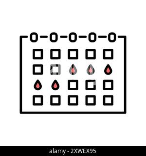Menstrual calendar line black icon. Sign for web page, mobile app, button, logo. Vector isolated button. Editable stroke. Stock Vector