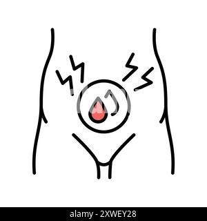 Menstruation pain line black icon. Sign for web page, mobile app, button, logo. Vector isolated button. Editable stroke. Stock Vector