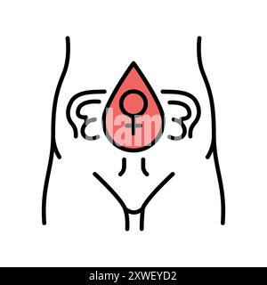 Menstruation cycle line black icon. Sign for web page, mobile app, button, logo. Vector isolated button. Editable stroke. Stock Vector