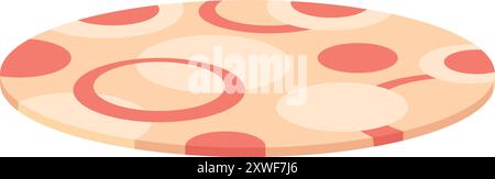 Round rug cartoon icon. Fabric floor carpet Stock Vector