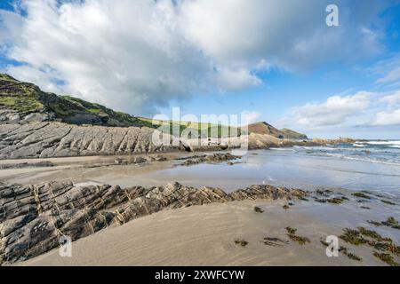 Wonderful Summer days on Crackington Haven beach in North West  Cornwall Stock Photo