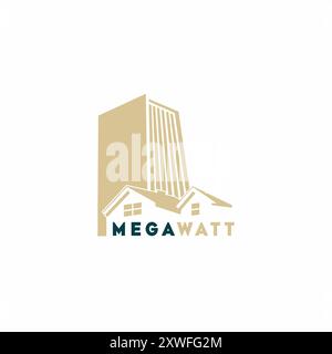 Real estate logo featuring a stylized building and house for construction branding Stock Vector